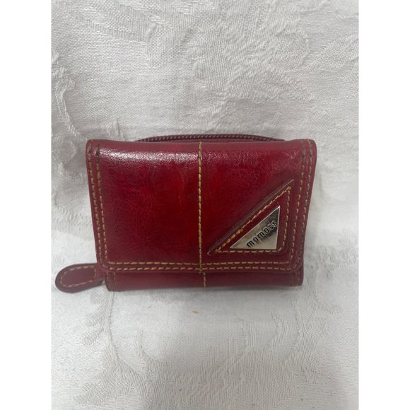 Vintage Red Leather Momoss Wallet Coin Purse 3.5”x2.5” - Picture 5 of 8